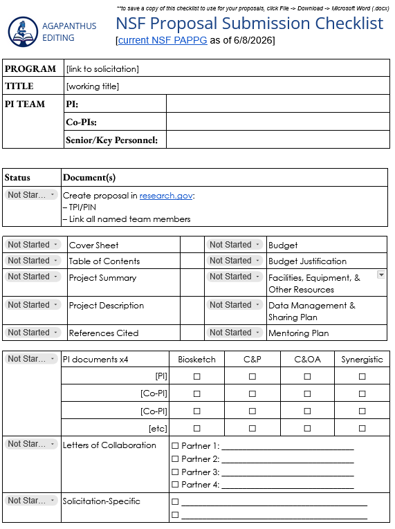 Don’t Dismiss the Details: NSF Proposal Submission Checklist & FAQs